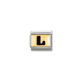 Nomination Composable Classic SCHWARZE BUCHSTABEN Edelstahl und 18K-Gold (12_L)
